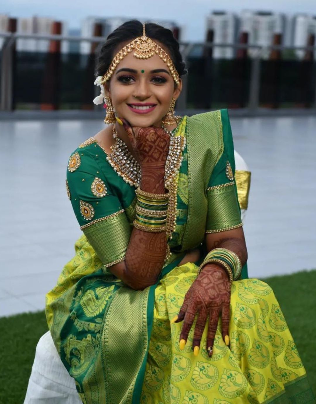 Geeta Yellow Kanchipuram Saree