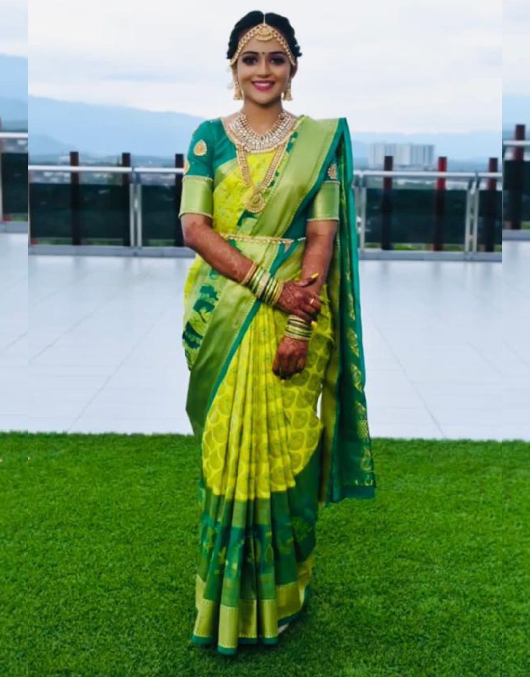 Geeta Yellow Kanchipuram Saree