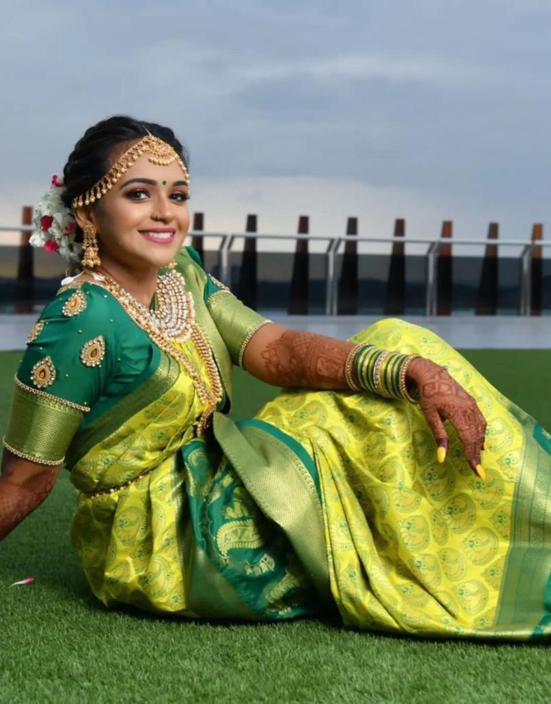 Geeta Yellow Kanchipuram Saree