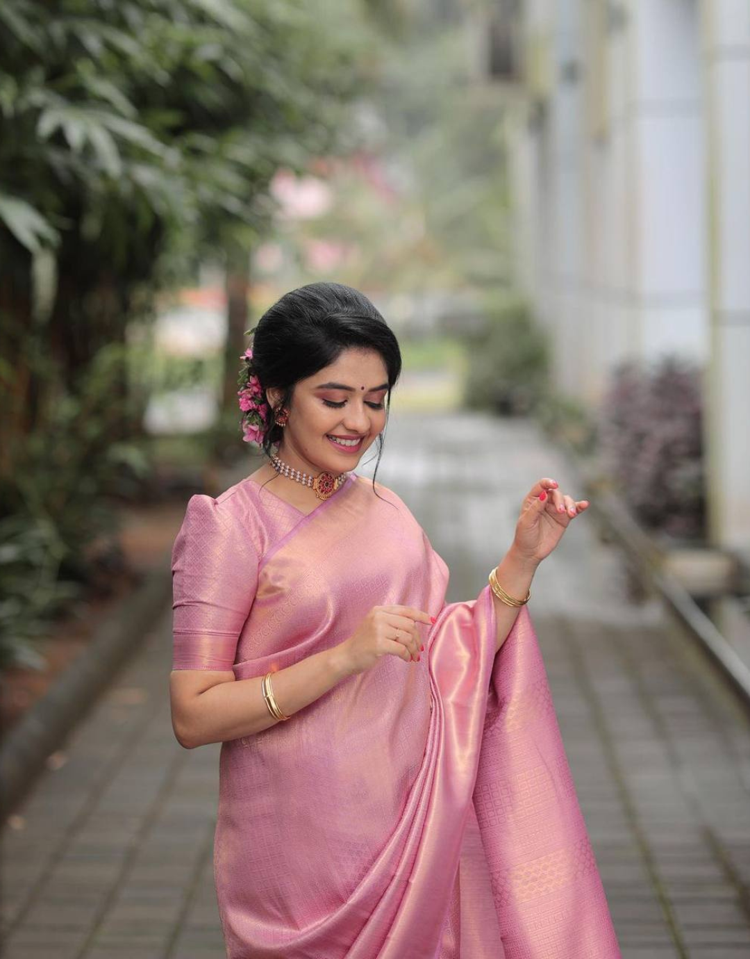 Tuffy Pink Kanchipuram Silk Saree