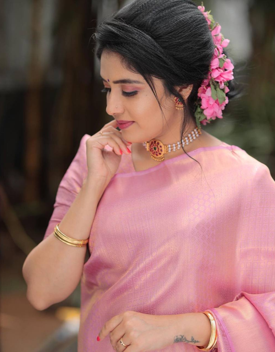 Tuffy Pink Kanchipuram Silk Saree
