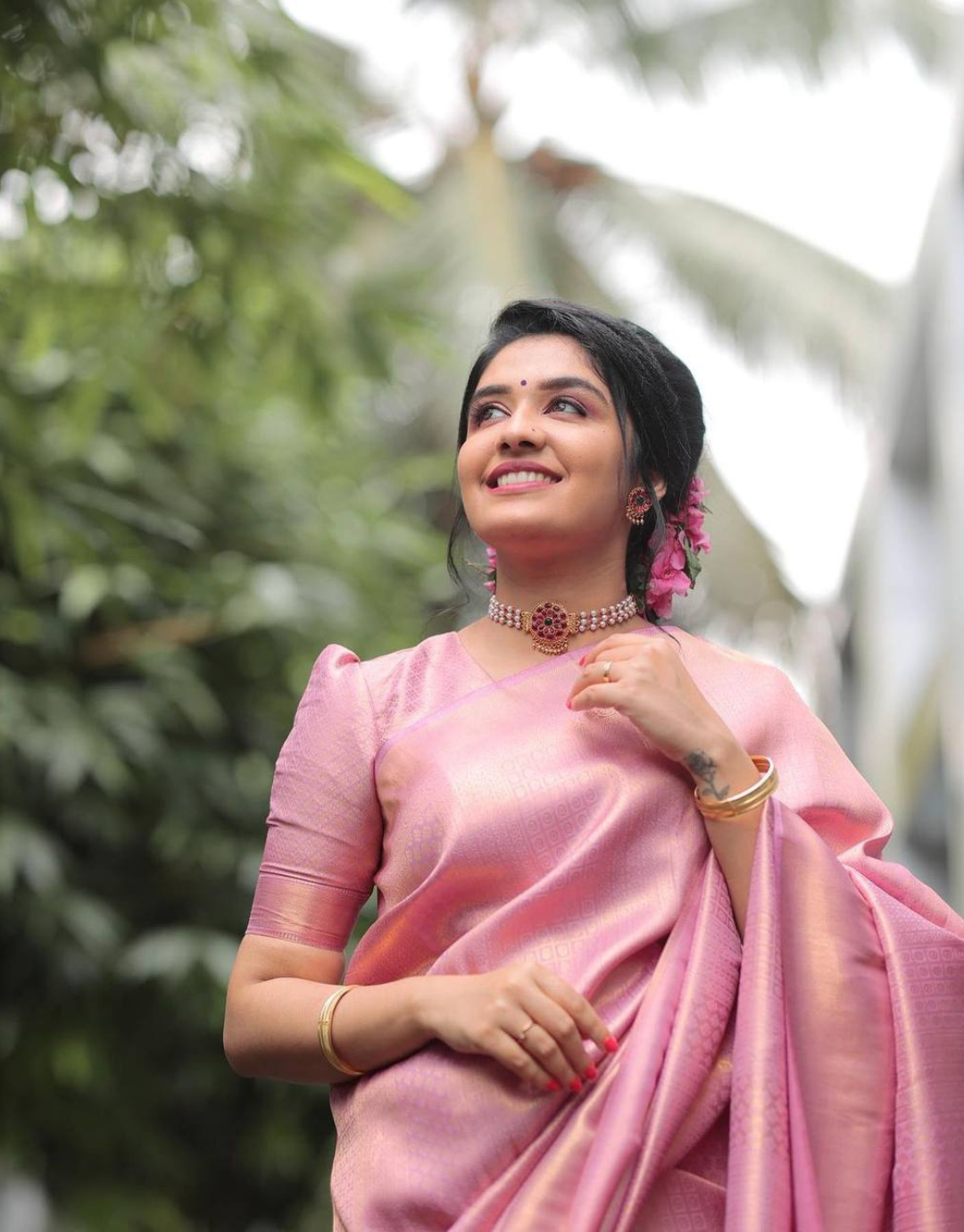 Tuffy Pink Kanchipuram Silk Saree