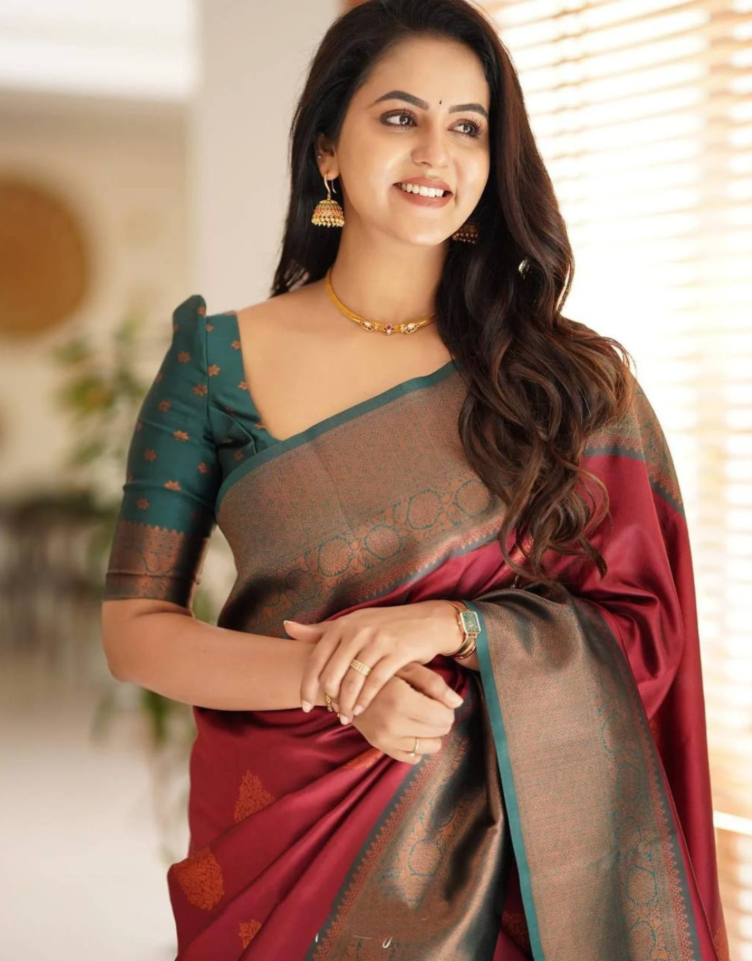 Ojas Dull Red Soft Silk Saree