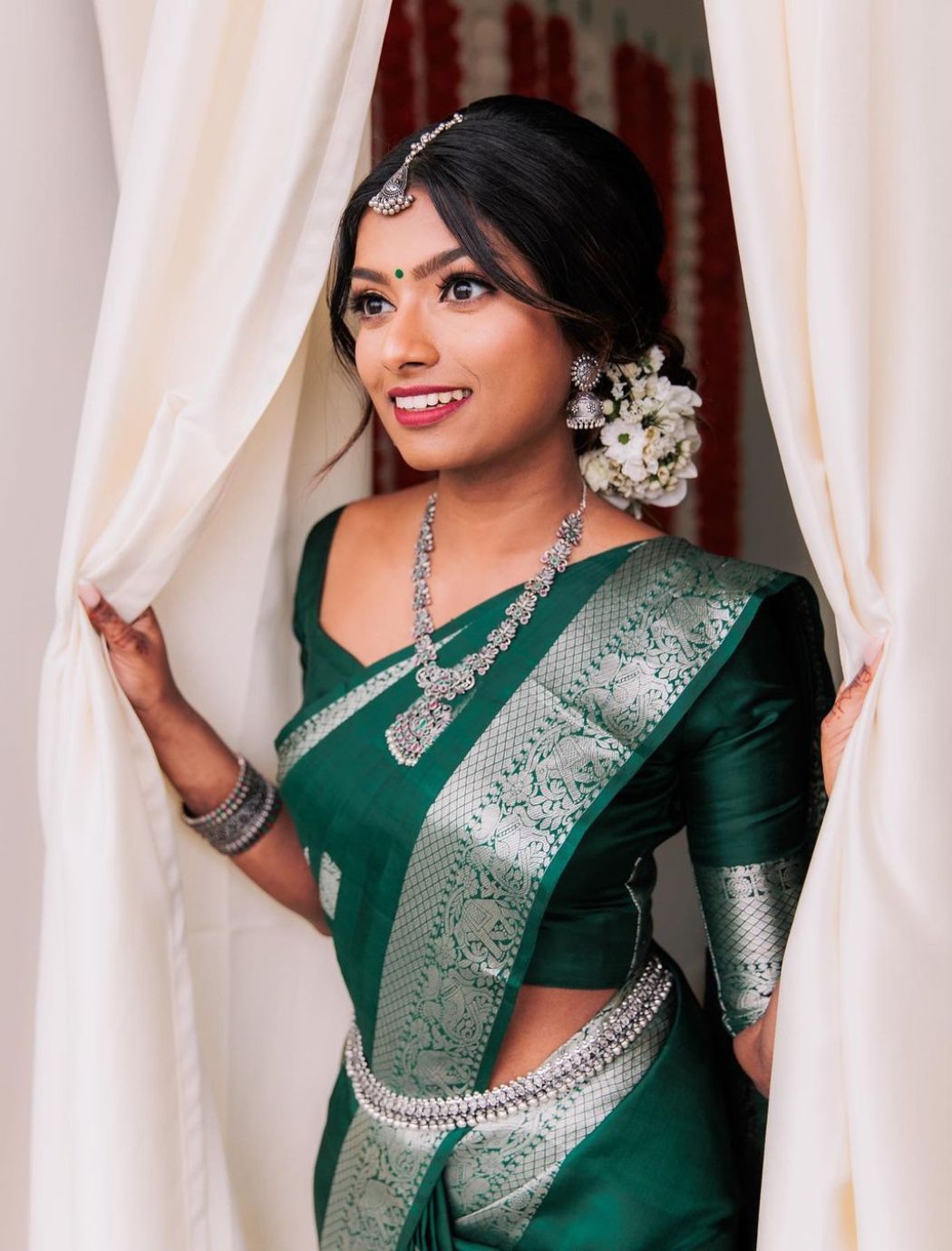 Sumanya Dark Green Kanchipuram Saree