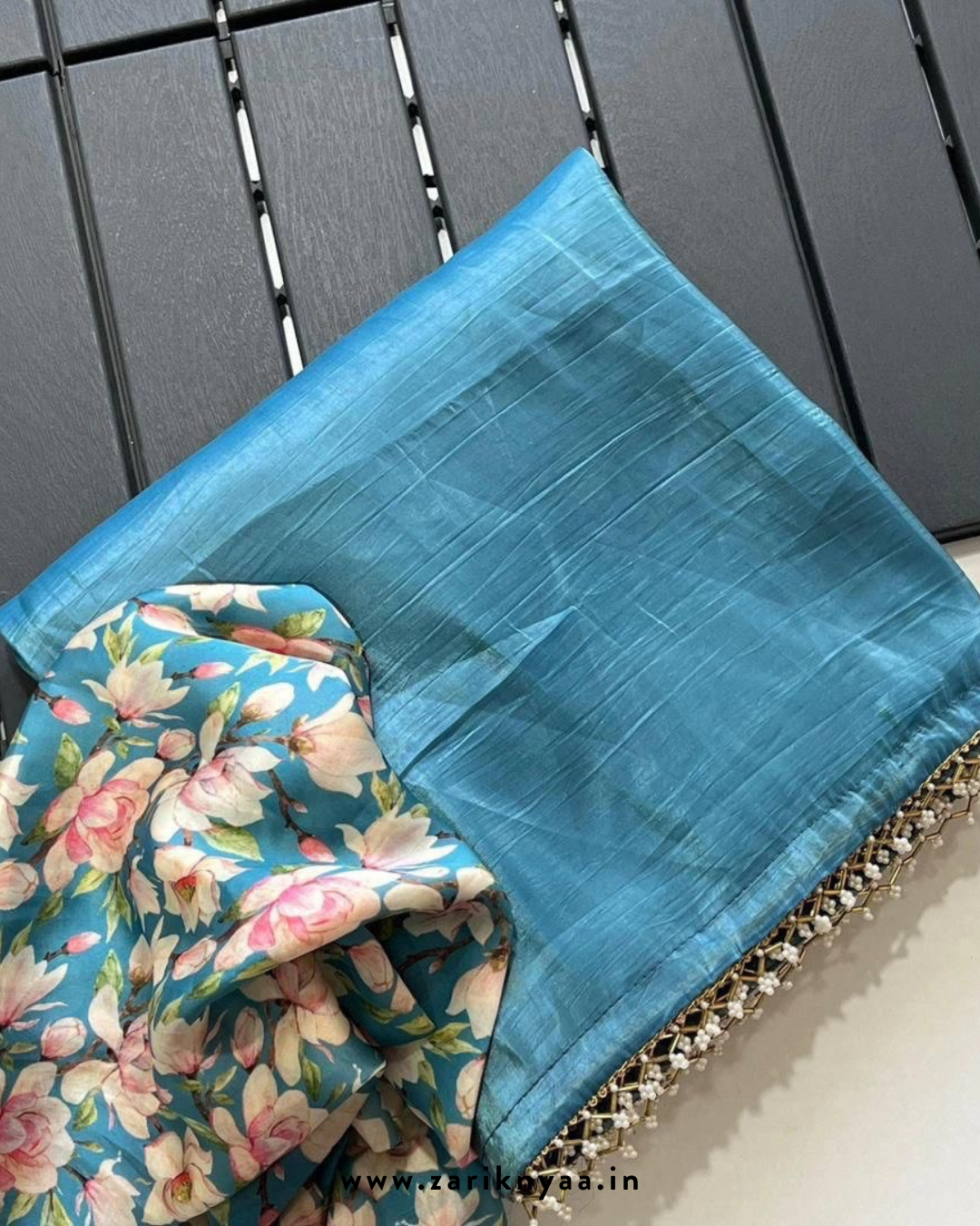 SabysaSachi Chinon Fabric Saree Diamond Work Lace With Elegent Blouse