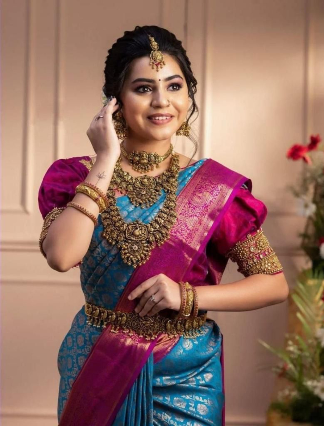 Vaishali Blue Kanchipuram Saree