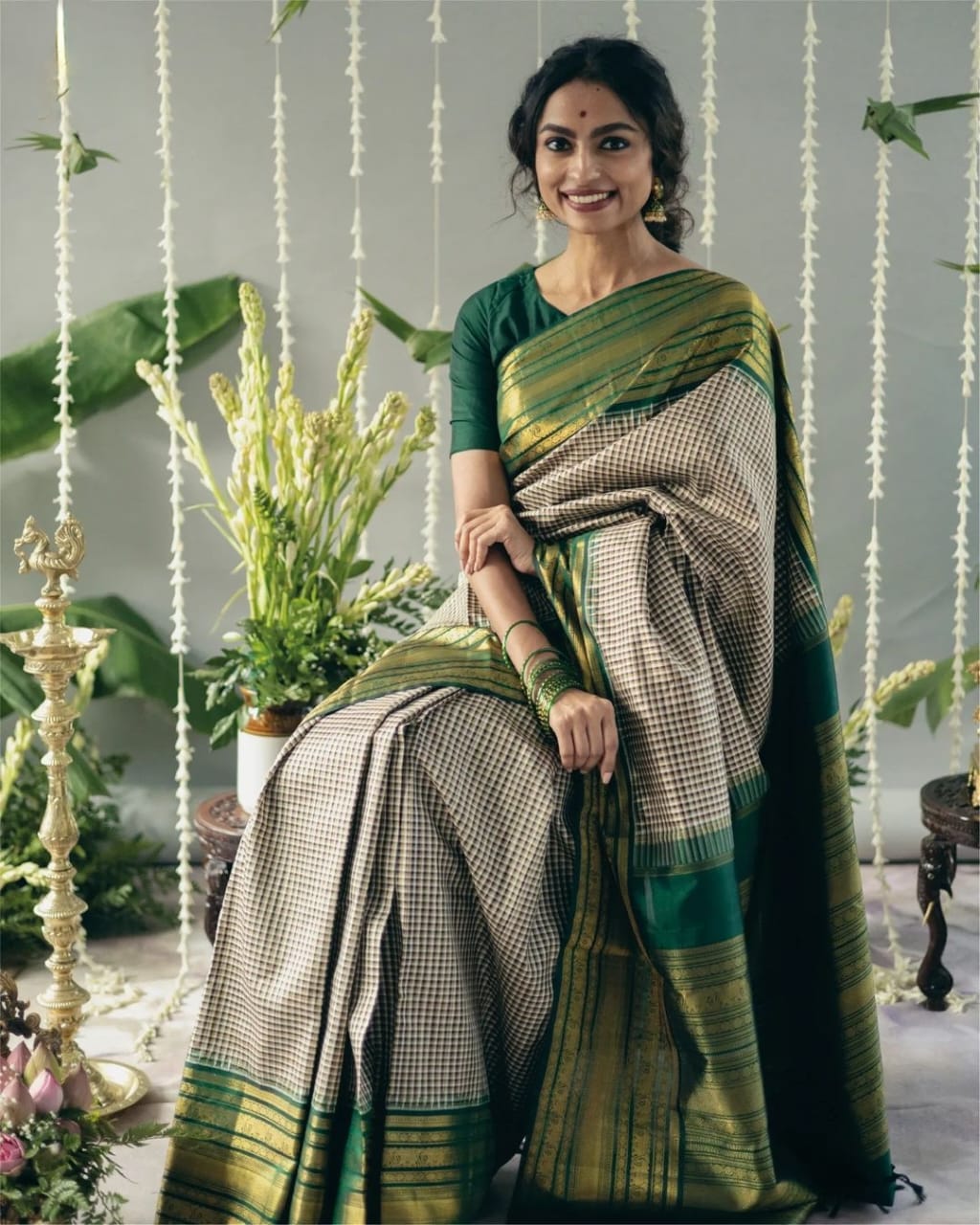 Jeel Green Banarasi Silk Saree
