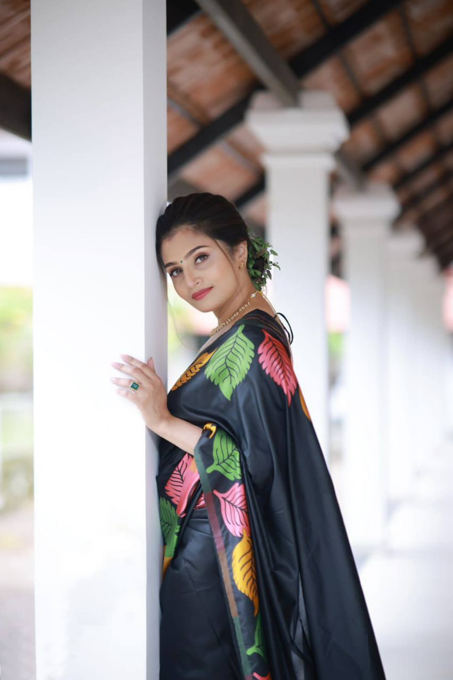 Lustrous Ember - Black Pure Golden Zari Saree