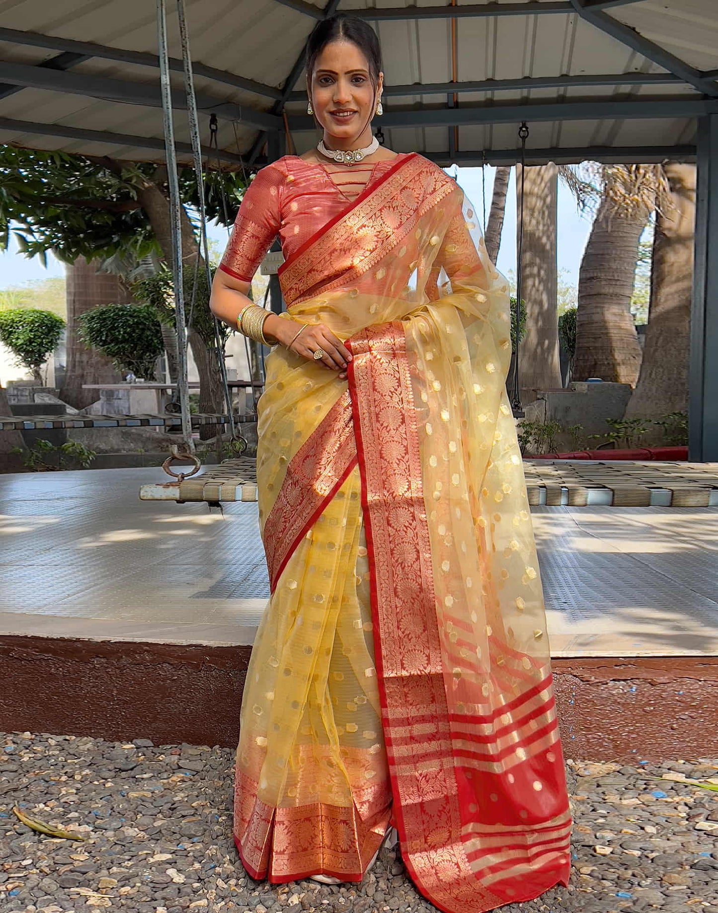 Meera - Golden Blossom – Pure Kanchivaram Silk Saree