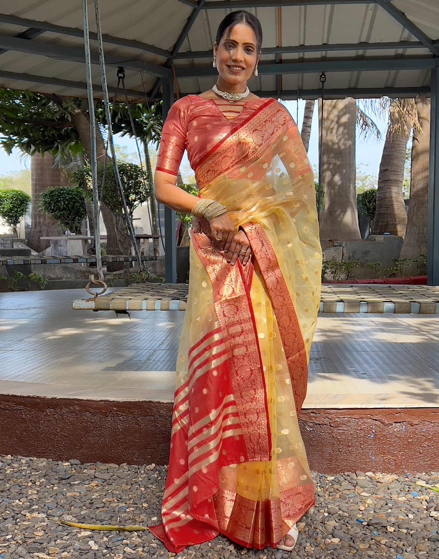Meera - Golden Blossom – Pure Kanchivaram Silk Saree