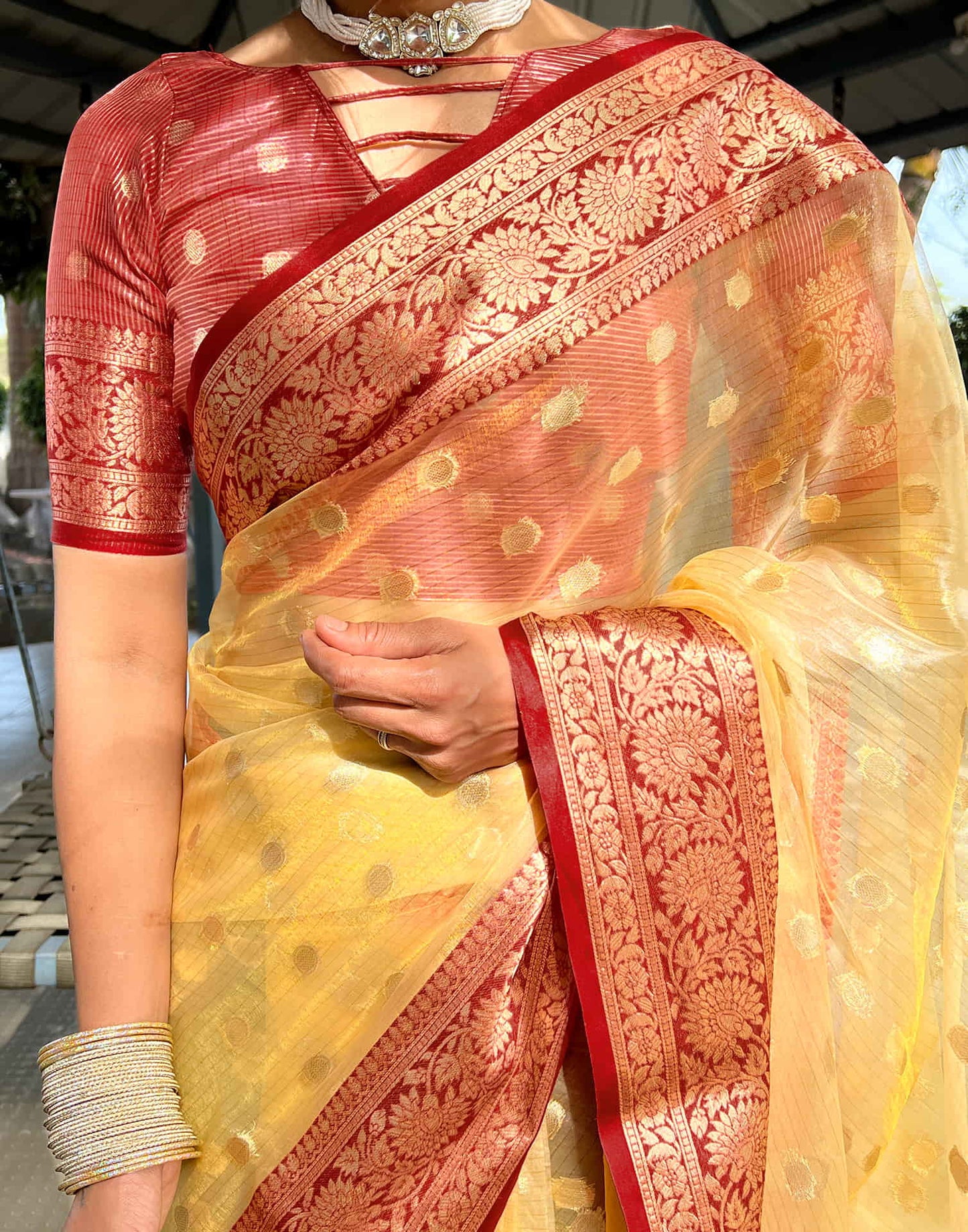 Meera - Golden Blossom – Pure Kanchivaram Silk Saree