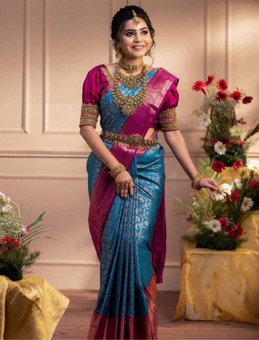 Vaishali Blue Kanchipuram Saree