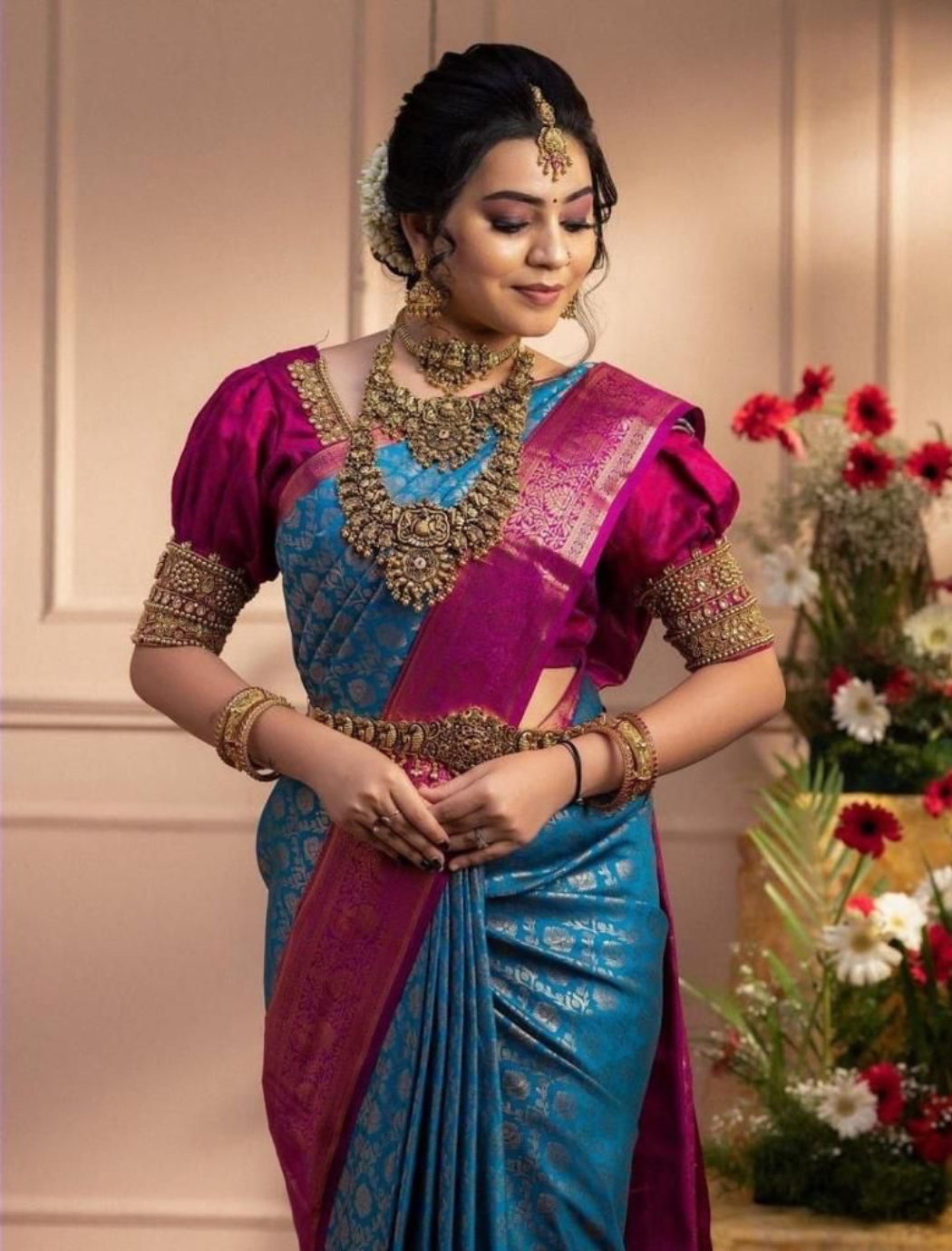 Vaishali Blue Kanchipuram Saree