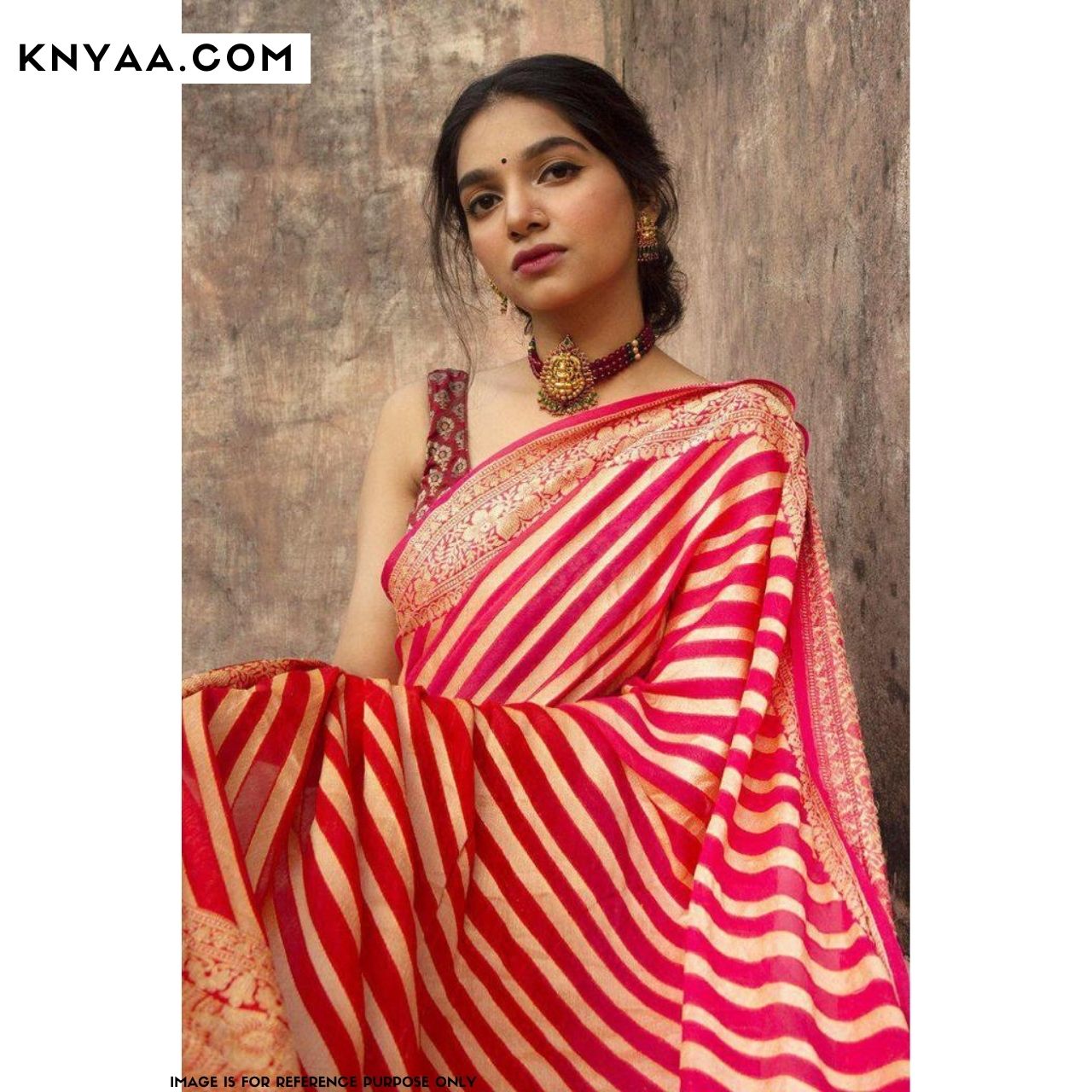 RED-LENIAR Pure soft Soft Silk Sari With Attached Blouse