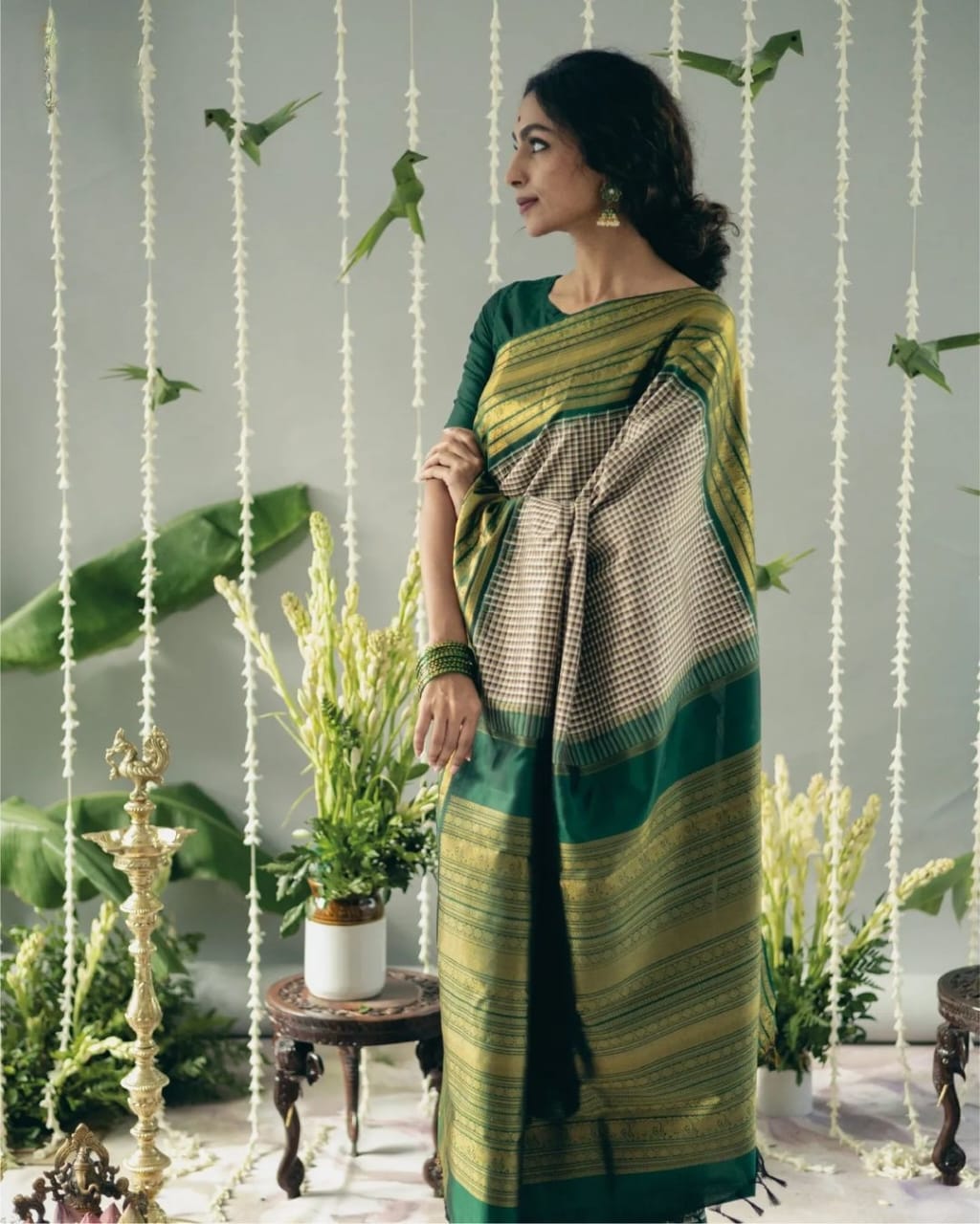 Jeel Green Banarasi Silk Saree