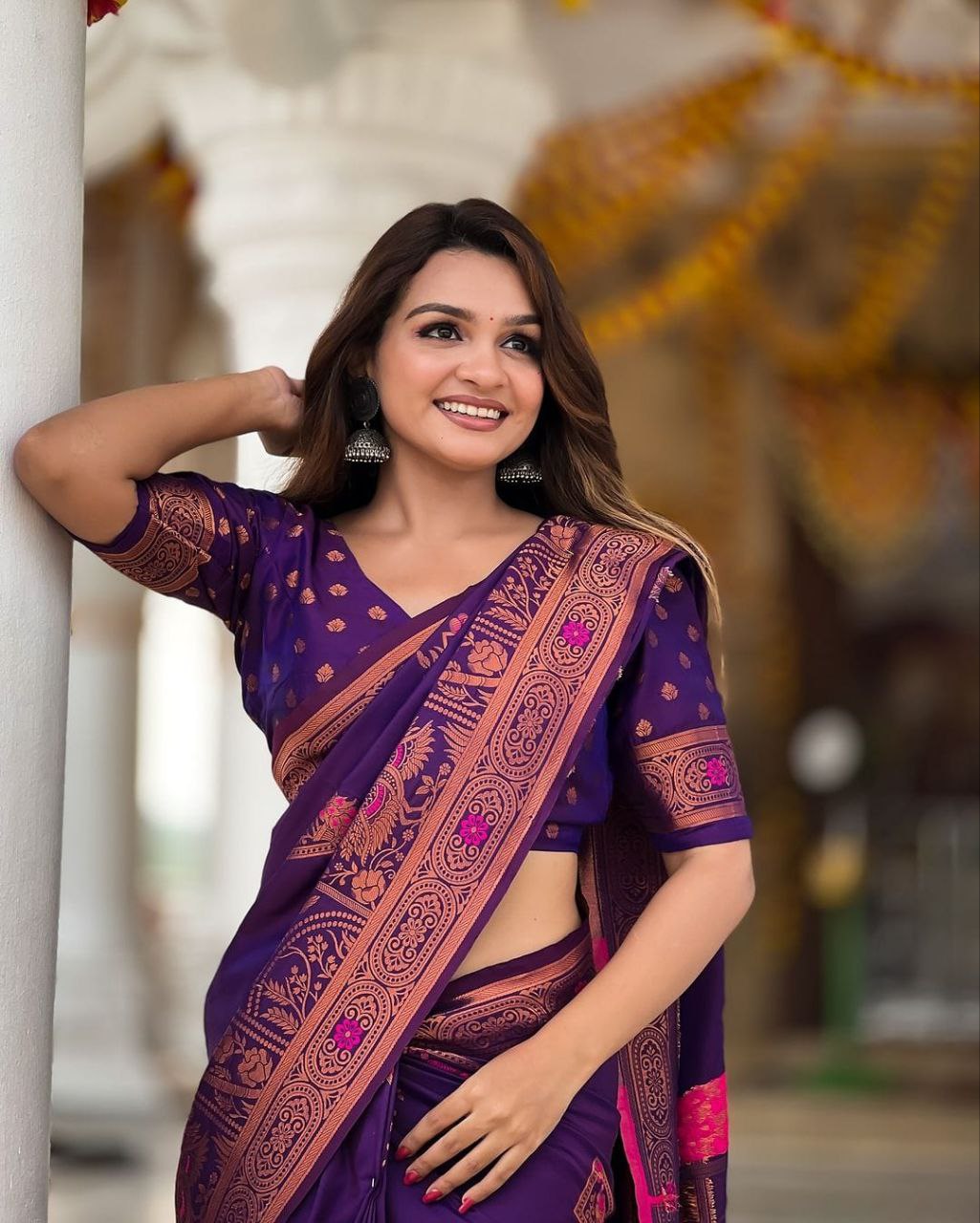 Anika – Soft Lichi Silk Jacquard Saree