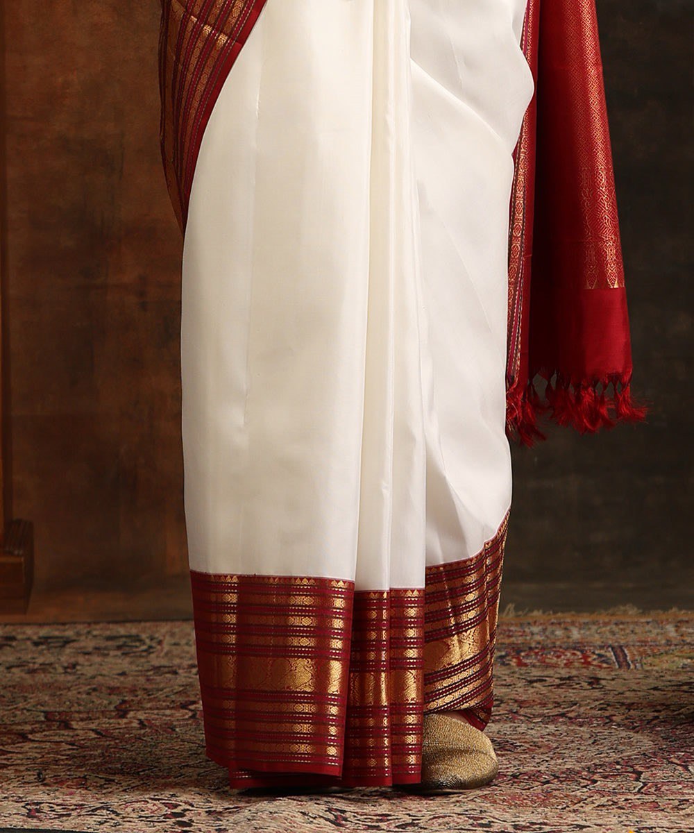 Rutu White Banarasi Silk Saree