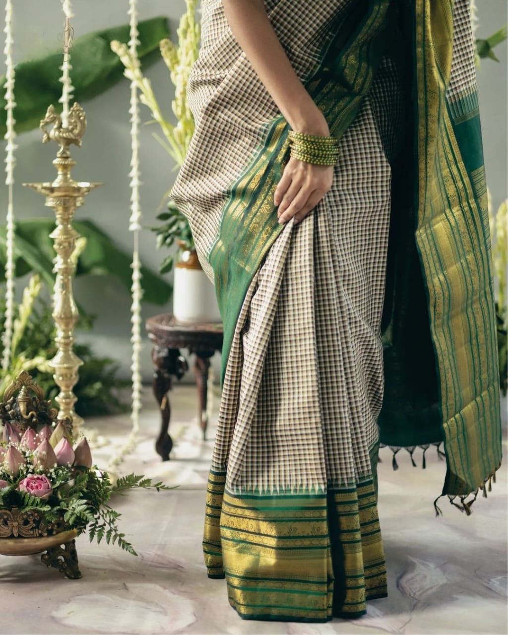 Jeel Green Banarasi Silk Saree