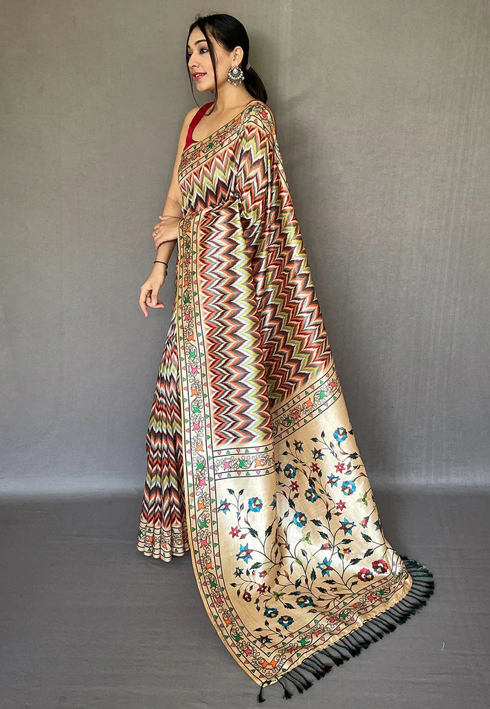 1 MIN Ready To Wear Diva Vol.2 Diva Green Ikat Printed Saree