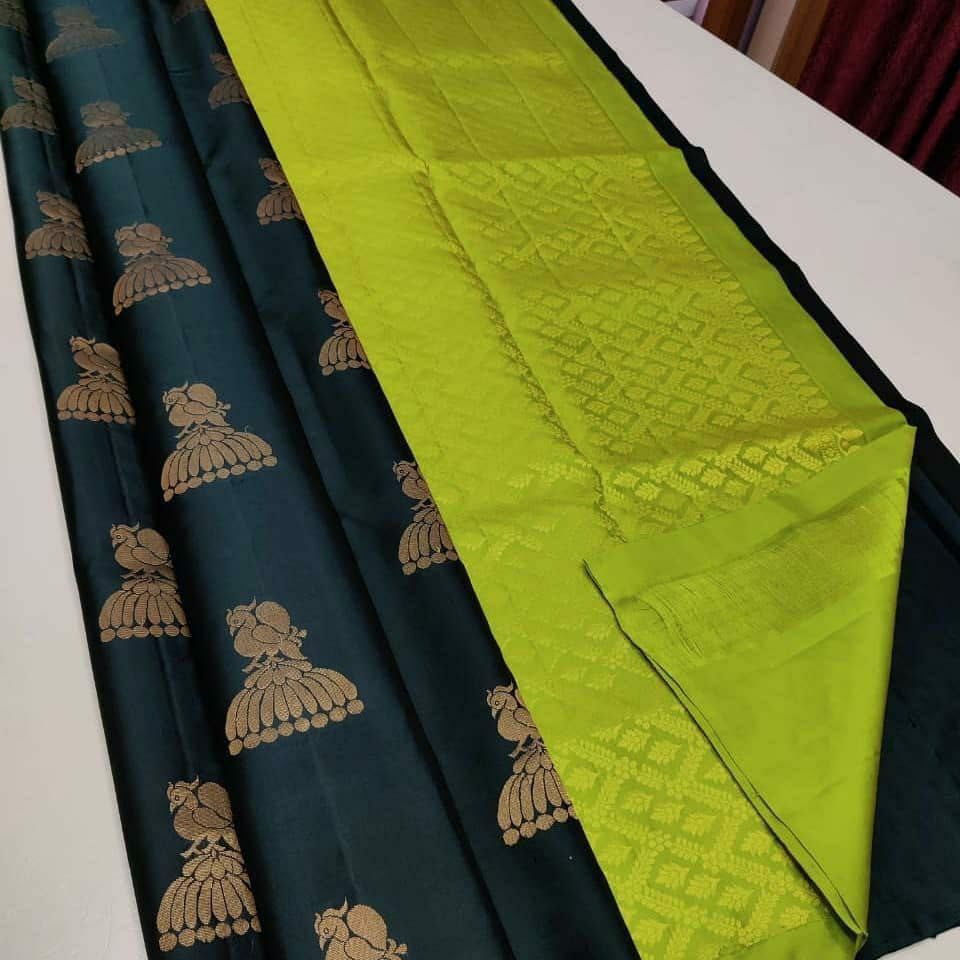 Mohini Dark Green Soft Silk Saree