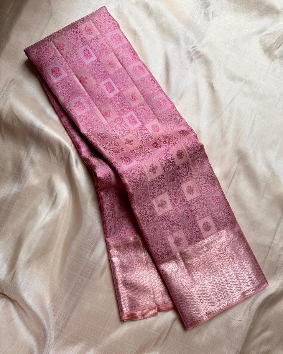 Ritika Rosewood Banarasi Soft Silk Saree