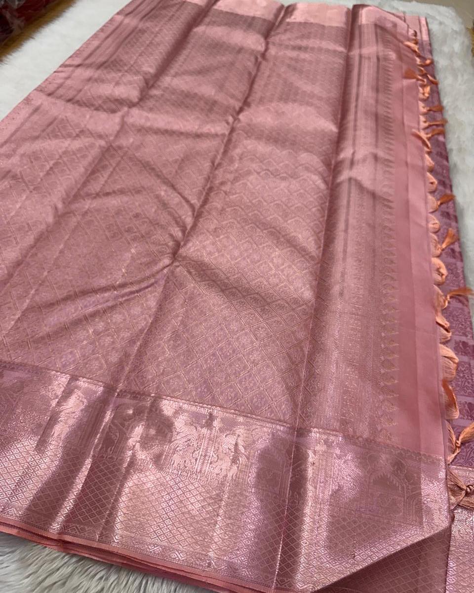 Ritika Rosewood Banarasi Soft Silk Saree