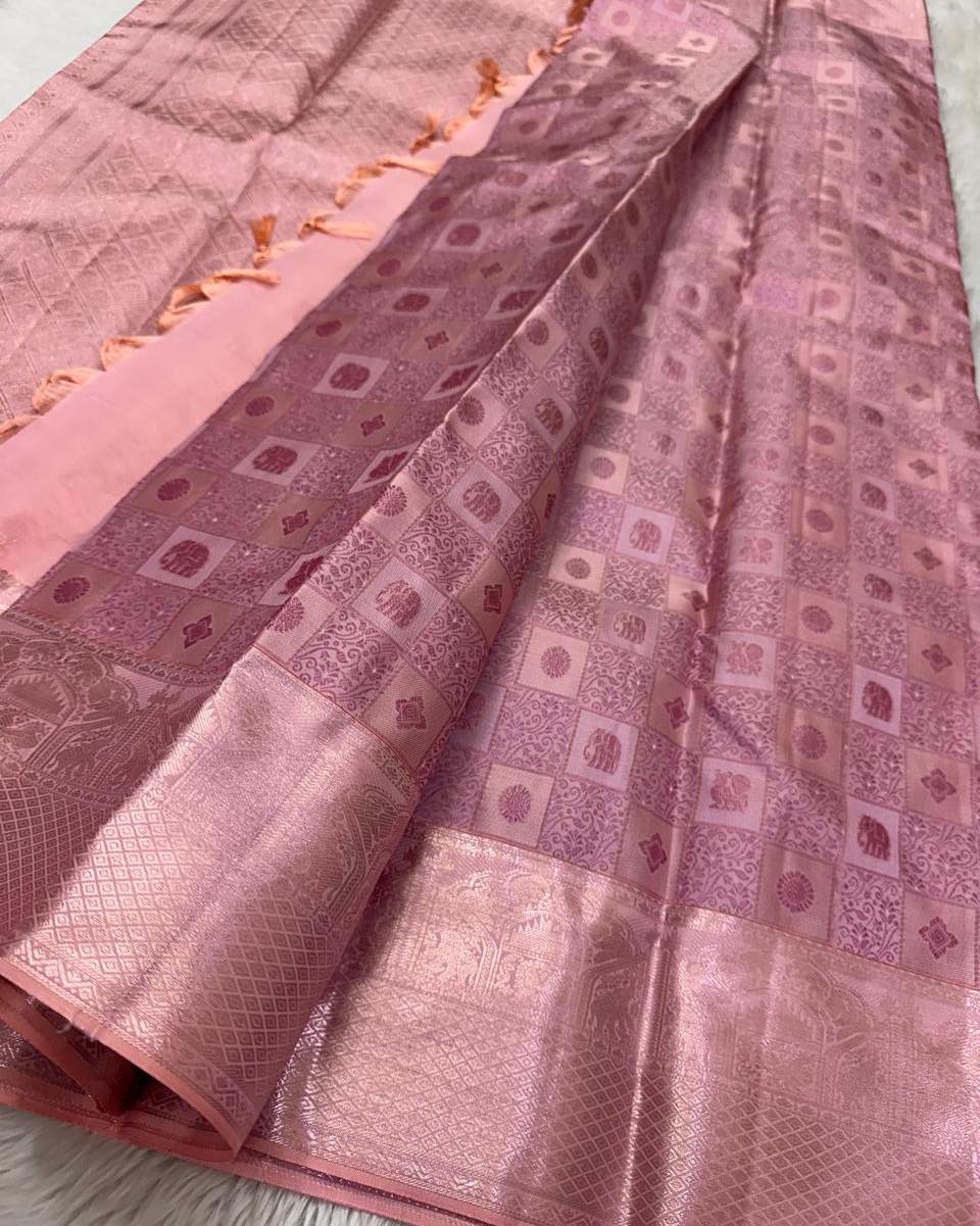 Ritika Rosewood Banarasi Soft Silk Saree