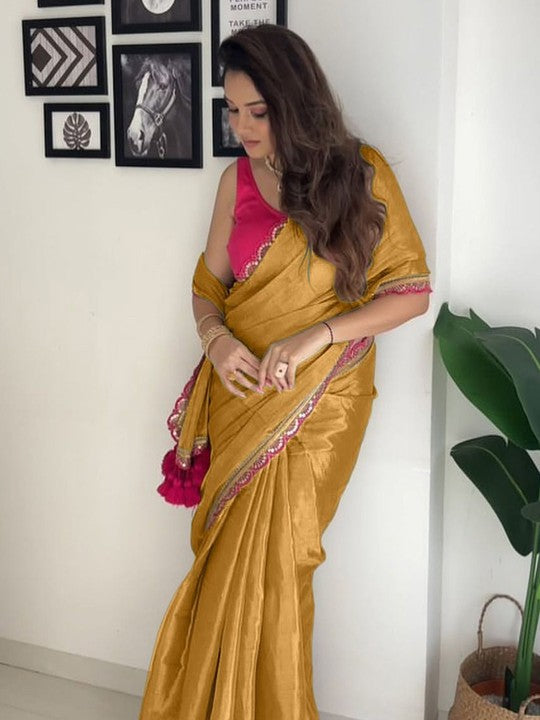 jesika - Gold Crush Silk Saree