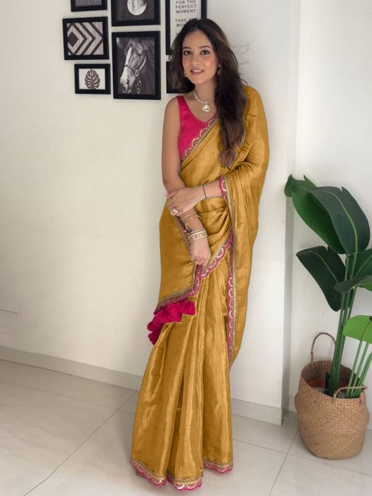 jesika - Gold Crush Silk Saree
