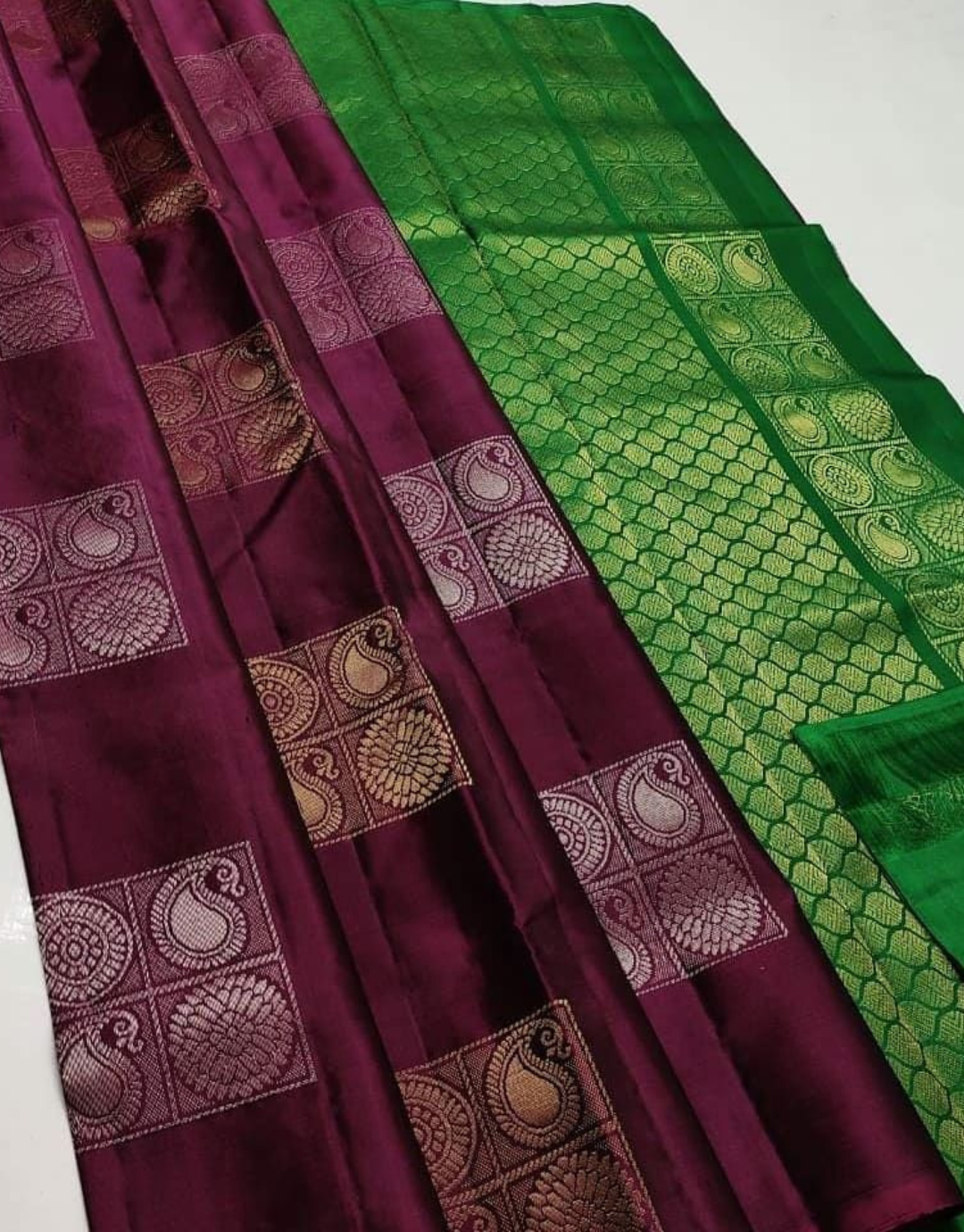 Krupa Wine - Green Soft Silk Saree