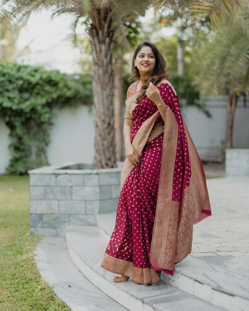 Maya Maroon Banarasi Silk Saree