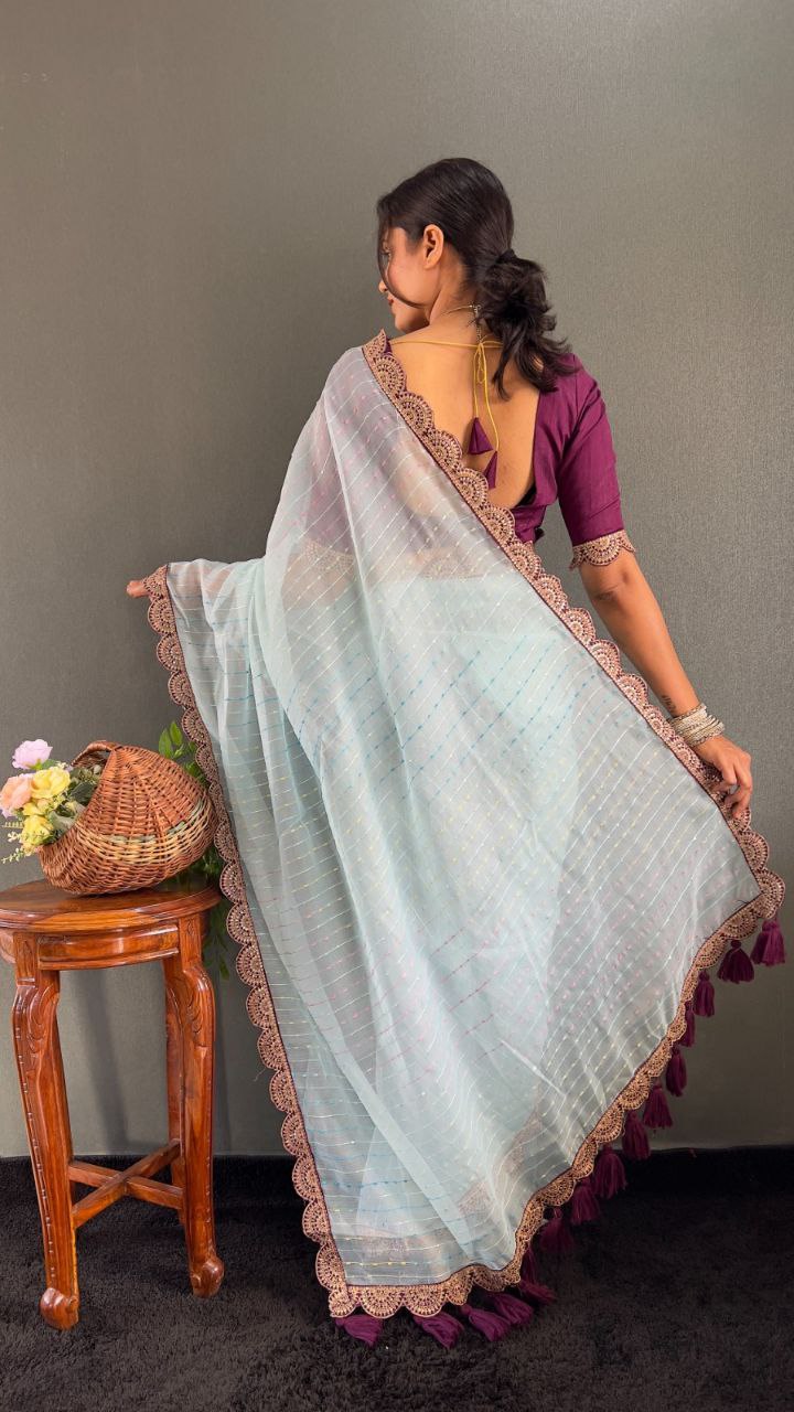 Sanya – Tissue Net Embroidered Saree