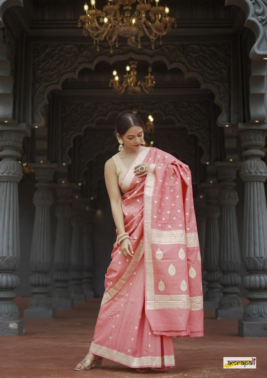 Ruhani – Blush Pink Banarasi Soft Silk Saree