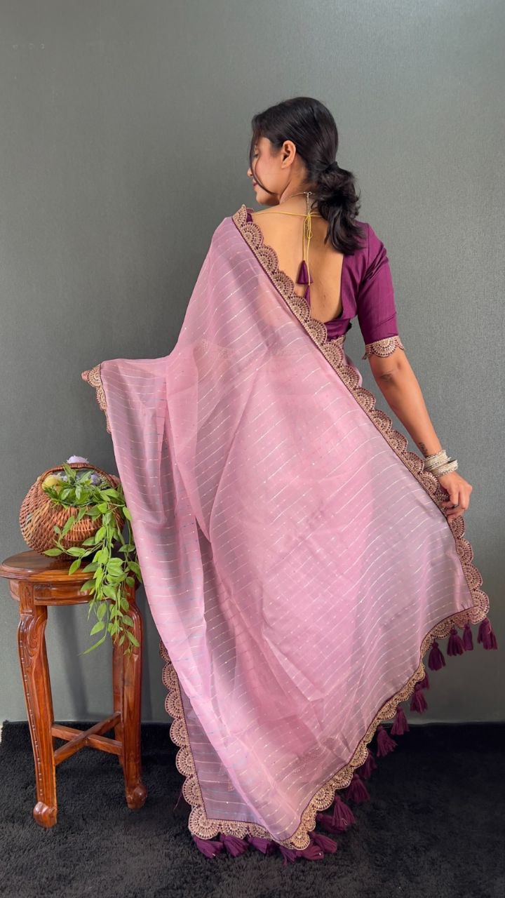 Sanya – Tissue Net Embroidered Saree