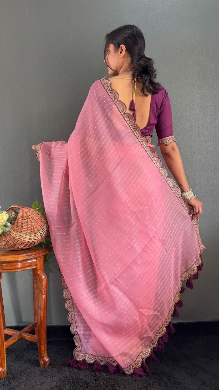 Sanya – Tissue Net Embroidered Saree