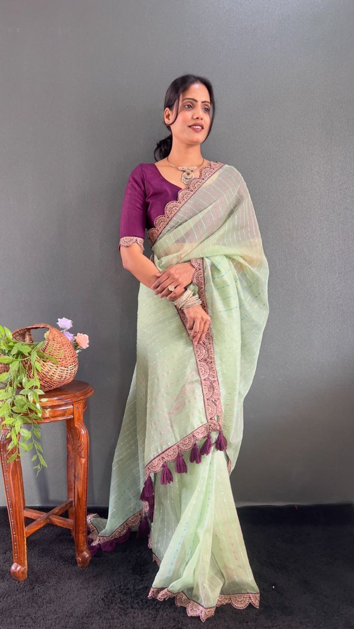 Sanya – Tissue Net Embroidered Saree