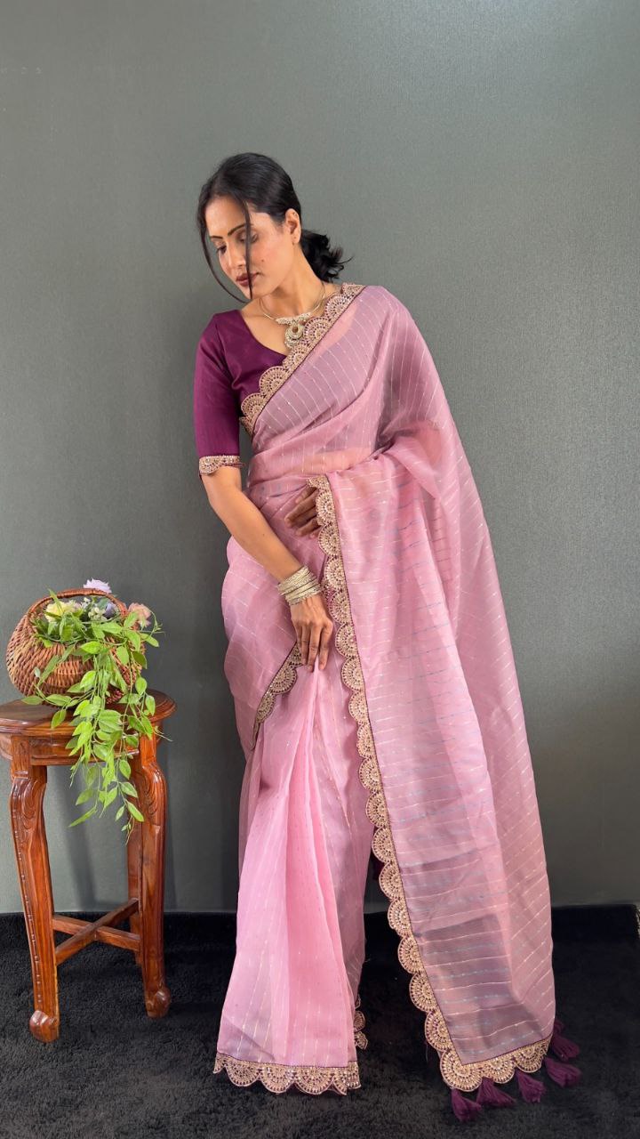 Sanya – Tissue Net Embroidered Saree
