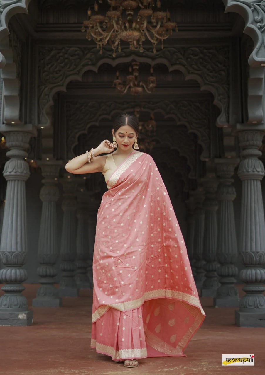 Ruhani – Blush Pink Banarasi Soft Silk Saree