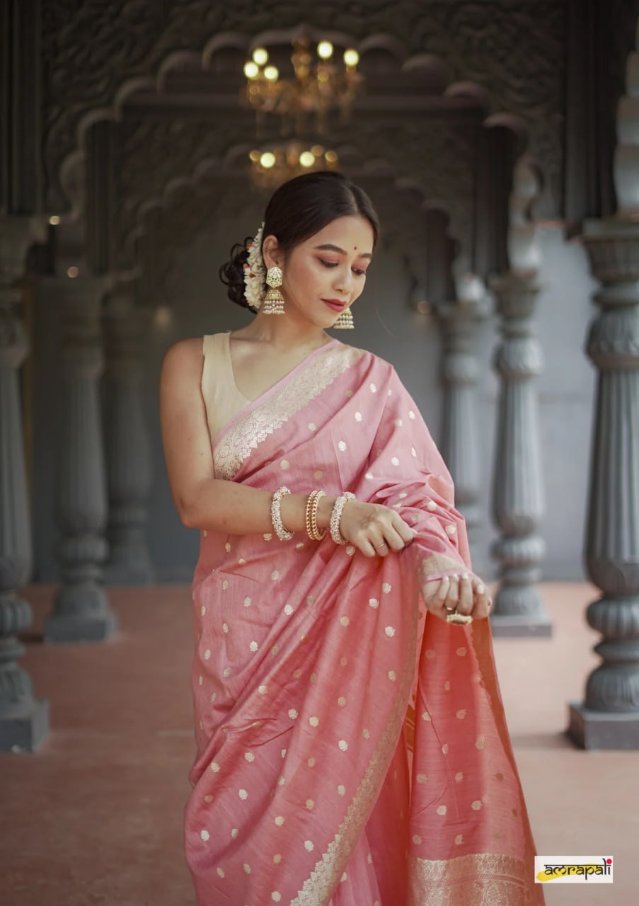 Ruhani – Blush Pink Banarasi Soft Silk Saree