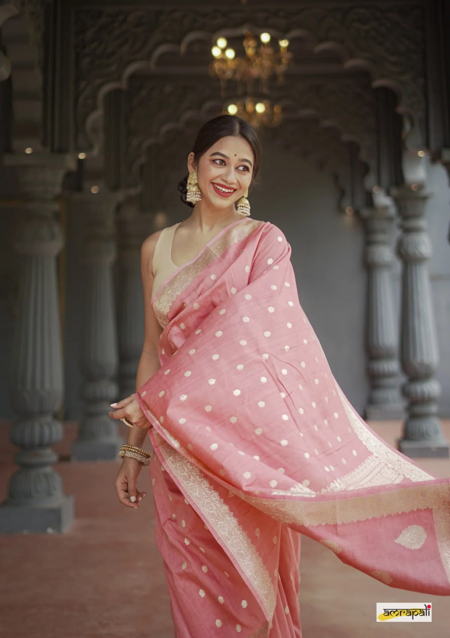 Ruhani – Blush Pink Banarasi Soft Silk Saree