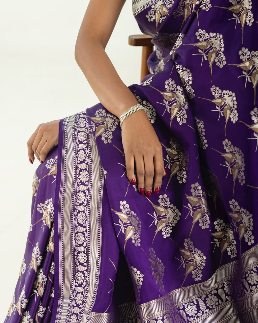 Sanjana – Royal Purple & Silver Banarasi Soft Silk Saree