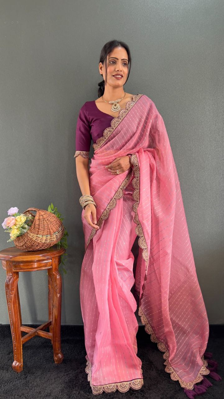 Sanya – Tissue Net Embroidered Saree
