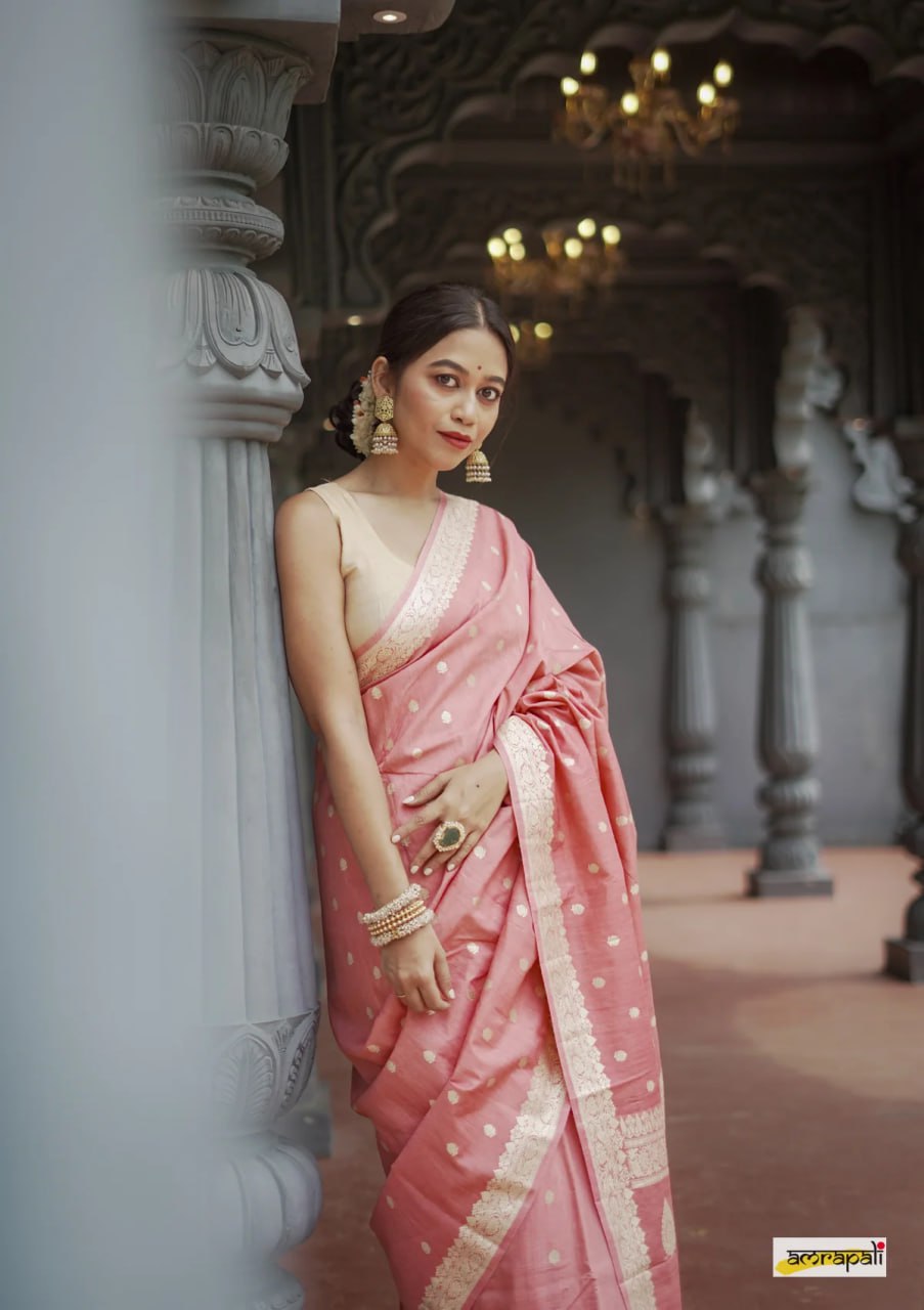 Ruhani – Blush Pink Banarasi Soft Silk Saree