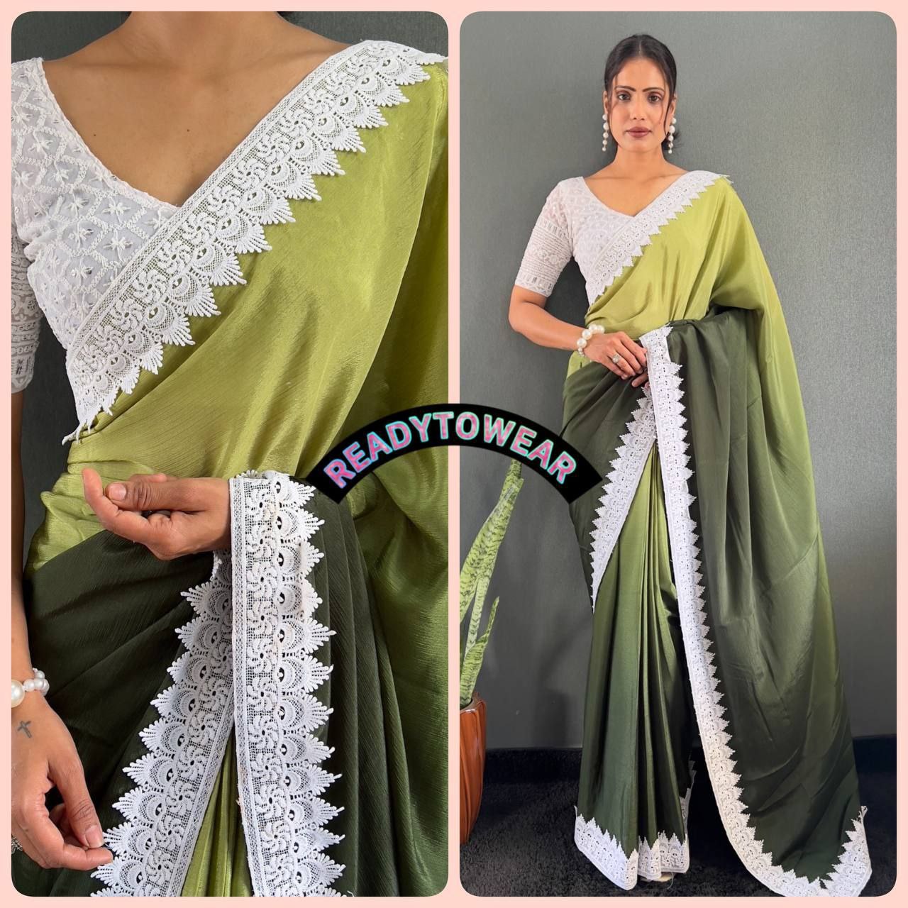 Blush Elegance – Ready-to-Wear Chinnon Pedding Saree