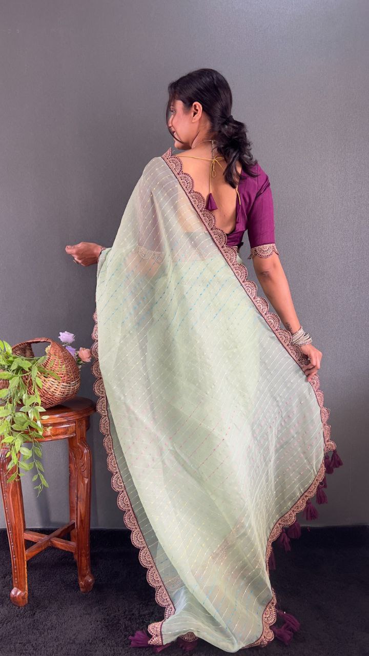 Sanya – Tissue Net Embroidered Saree
