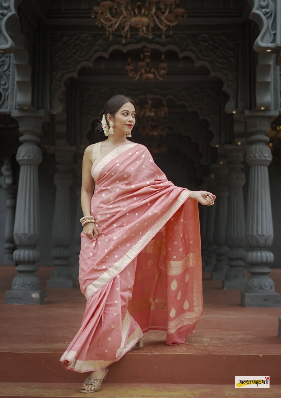 Ruhani – Blush Pink Banarasi Soft Silk Saree