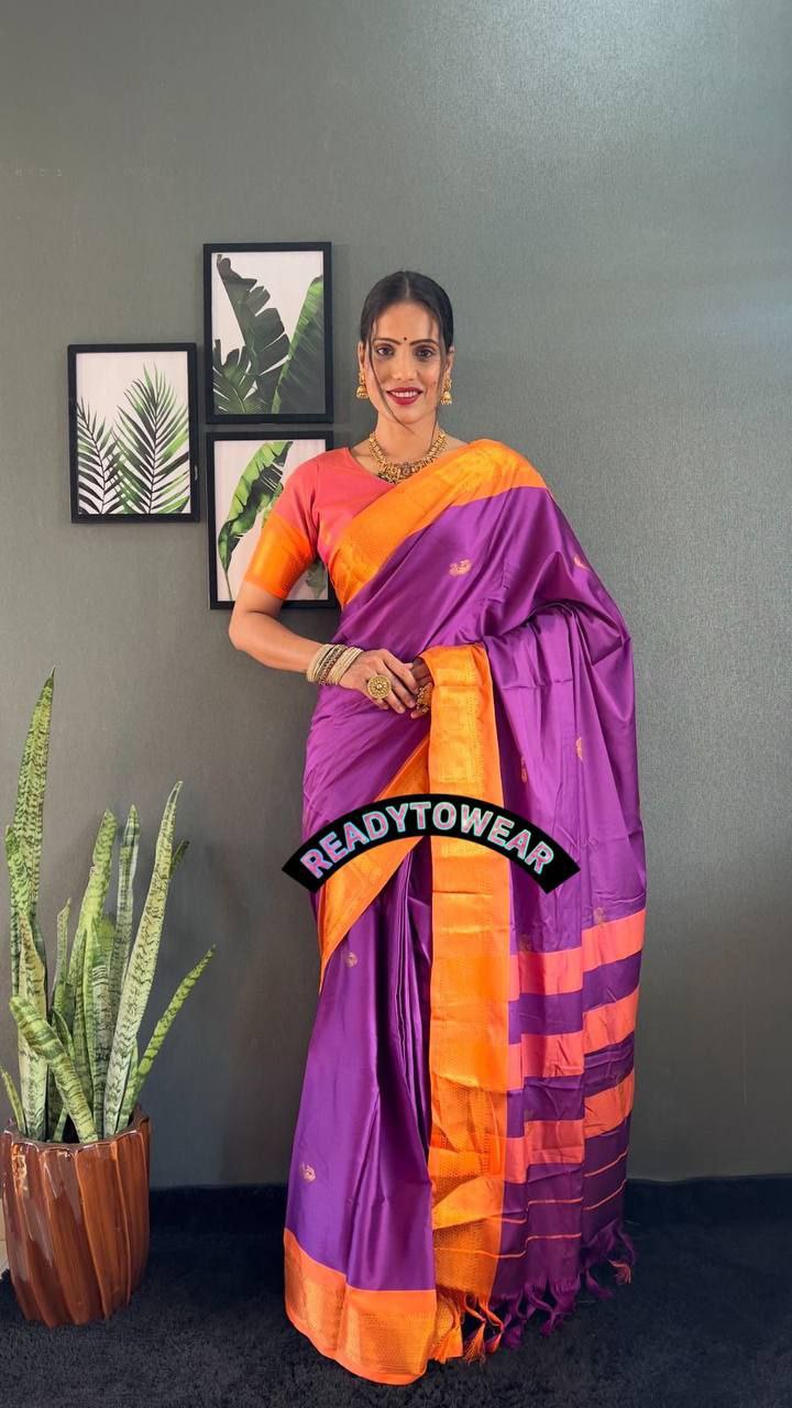 Regal Heritage – Ready-to-Wear Cotton Paithani Saree