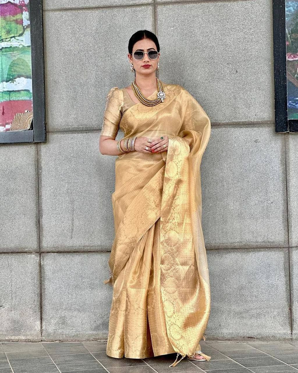 Aaradhya – Kanchi Border Copper Tissue Silk Saree