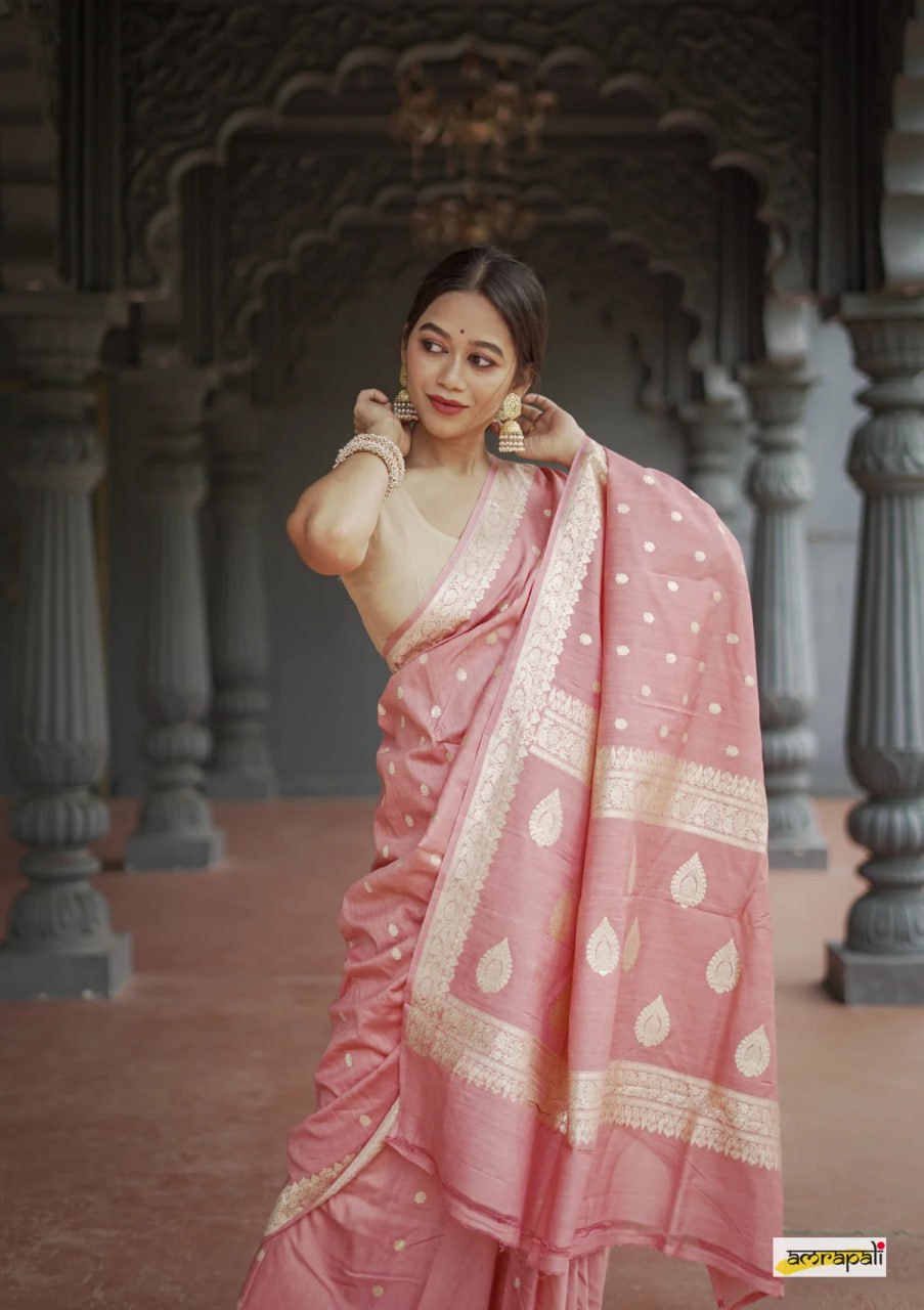 Ruhani – Blush Pink Banarasi Soft Silk Saree
