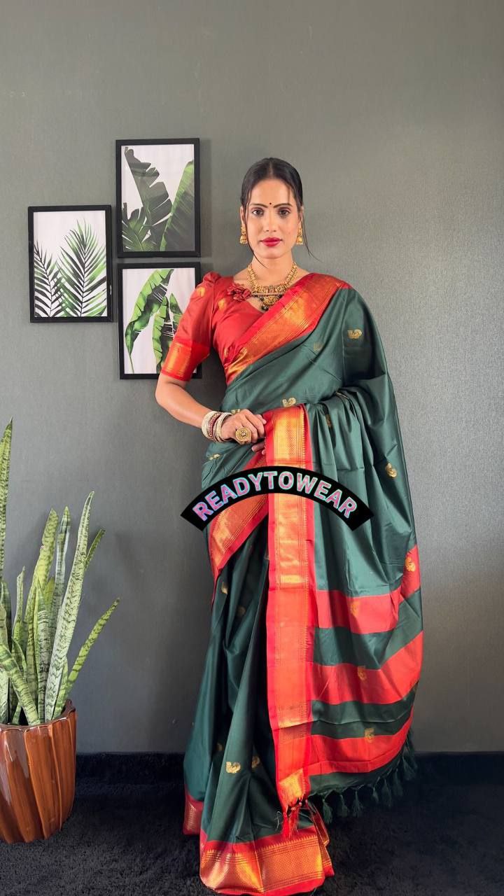 Regal Heritage – Ready-to-Wear Cotton Paithani Saree